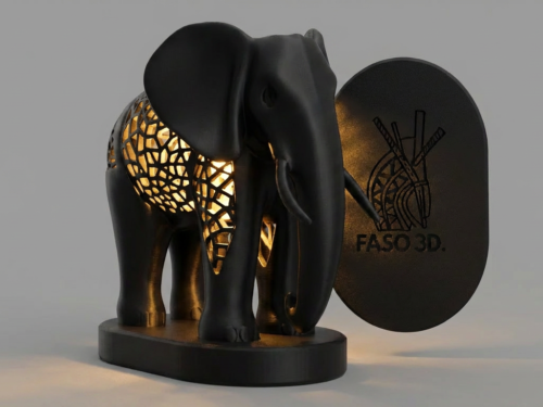 Lampe Statuette Éléphant Africain 3D | Voronoi | Faso3D